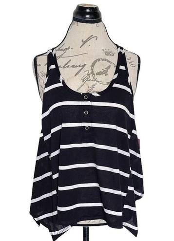 Poof  Excellence  Womens Blouse Tank Sz Small Striped Sleeveless Swing High Low