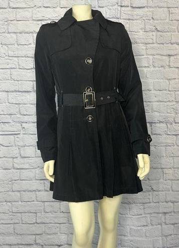 Croft & Barrow Kenneth Cole black trench coat with gold buttons and belt size medium