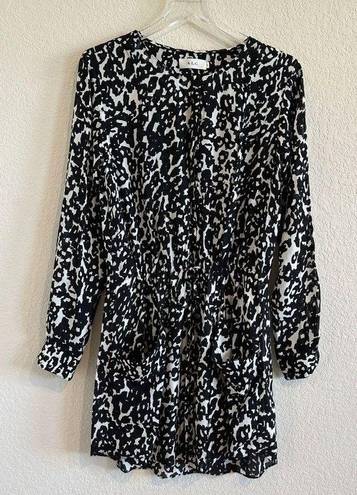 ALC Frank ALC Simona Silk Dress in Black and White Leopard Print Size Small