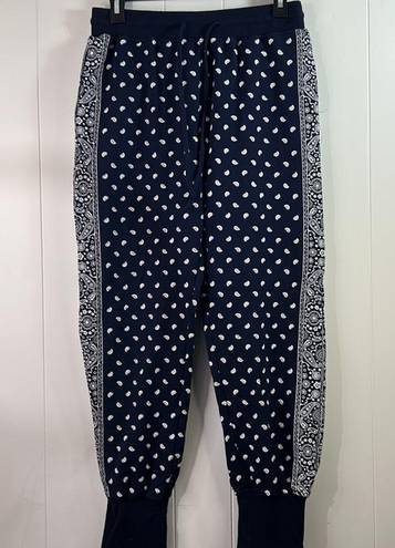 AQUA  Bandana Print Sweatpants 30A 428. Navy white. Size medium