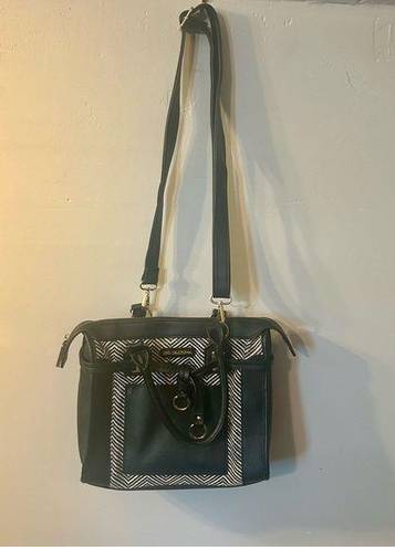 Big Buddha  Straw Satchel Black and White Removable Shoulder Strap