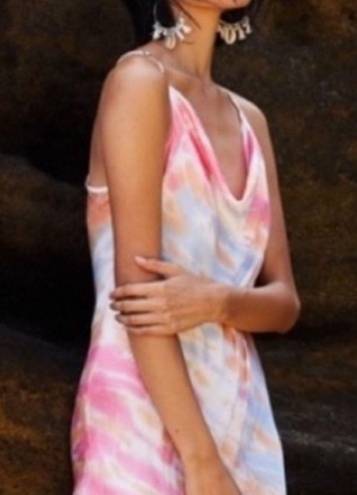 Young Fabulous and Broke Young, Fabulous & Broke Satin Pastel Tie Dye Cowl Dress