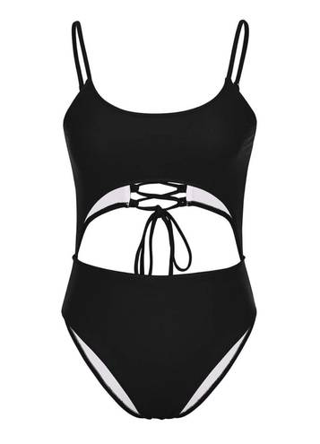 One Piece Cut Out Black Swimsuit