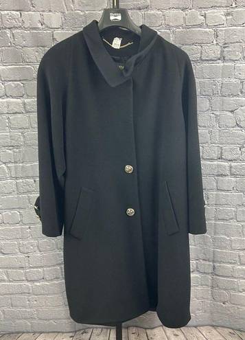 St. John  The Coat Collection Black Wool Swing Coat L Missing Button