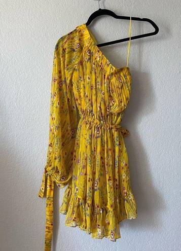 Alexis  Edyta Floral One-Shoulder Dress yellow metallic Flowy