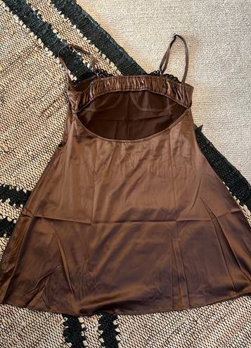 Brown Satin Slip Dress