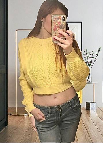 Industry  Yellow Puff Sleeve Sweater Size M NWT