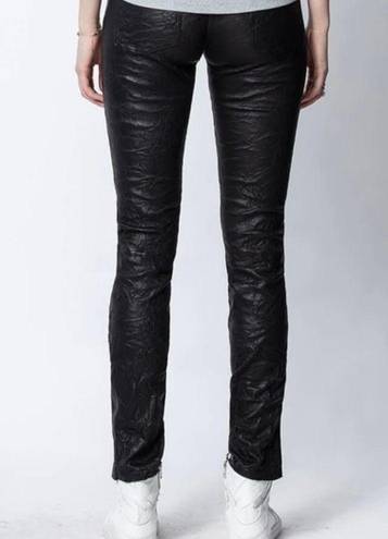 Zadig & Voltaire  Phlamo Crinkled Leather Pants Black Size 36