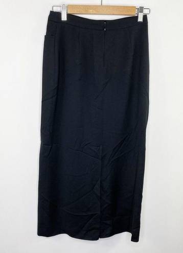 Petite Sophisticate  Solid Black Vented Straight Midi Skirt Women's Size 2