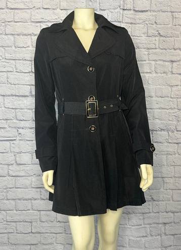Croft & Barrow Kenneth Cole black trench coat with gold buttons and belt size medium