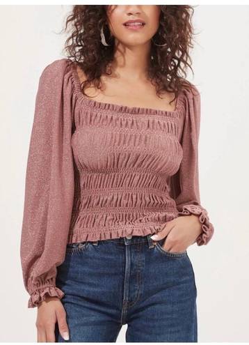 ASTR Pink Glittery Long Sleeve Blouse