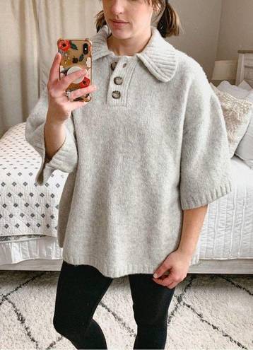 ZARA Wool Blend Oversized Polo Short Sleeve Sweater Sz M