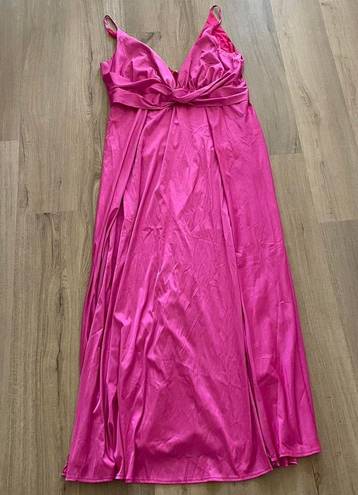 FashioNova Hot Pink Satin Maxi Dress