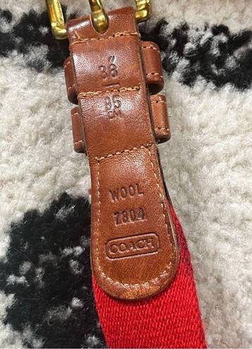 Coach Vintage  Red Wool & Brown Leather Belt Size 38