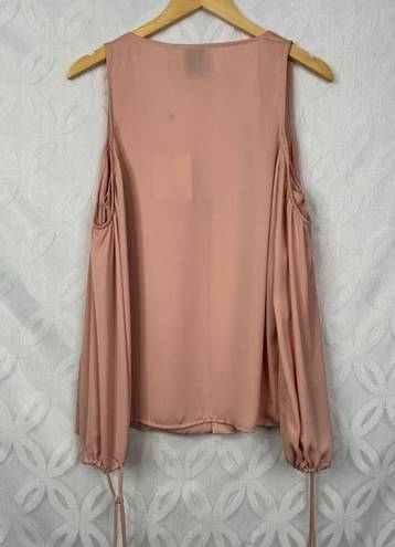 L'Academie  Cold Shoulder Long Sleeve V Neck Blush Top Size M NWT $139