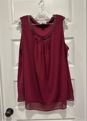 Carmen Marc Valvo Carmen by  Maroon Sleeveless Blouse 2X