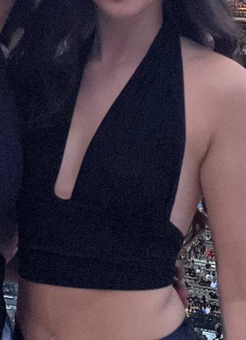 Edge Black Tie Crop Top