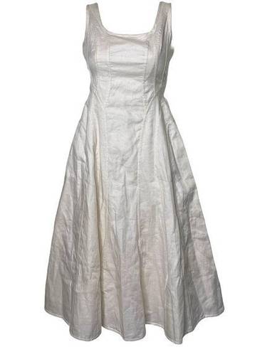 Zimmermann  August 100% Linen Crem off white Midi Dress sz 0P