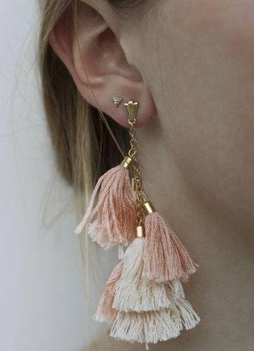 Ettika  Pink Daydreamer Tassel 18k Gold Plated Earrings