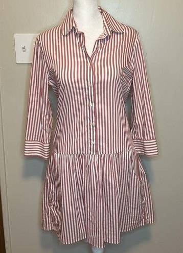 Tuckernuck  Red/White Stripe Button Down Shirt Dress New Size Extra Small XS