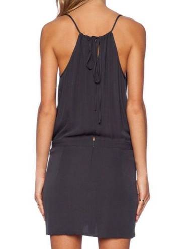 Michelle Mason  Cami Wrap Plunge Mini Dress in Charcoal Gray 100% Silk Size M