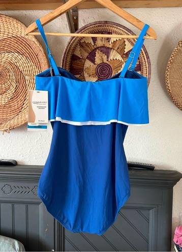 Coco reef Blue  swim contours NEW Agate Ruffle One Piece Swimsuit 36c/12