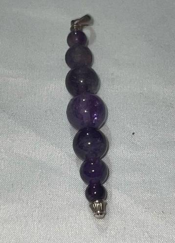 Amethyst Vintage  Bead Gemstones on Linear Drop Pendant