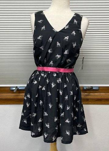 Marilyn Monroe  NWT Black Pink Dalmation Dog Print Pinup Sleeveless Dress Small