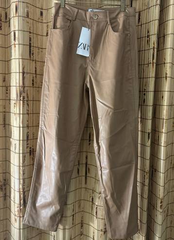 ZARA Tan Leather Pants