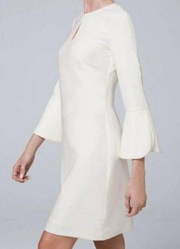 White House | Black Market NEW WHBM PETAL-SLEEVE SHIFT DRESS‎ IVORY KEYHOLE LINED WOMENS SIZE 10 $175