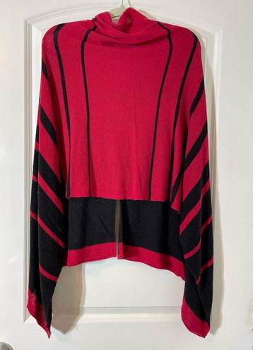 Chico's Chico’s Red Black Striped Button Down Poncho Ruana Size Small