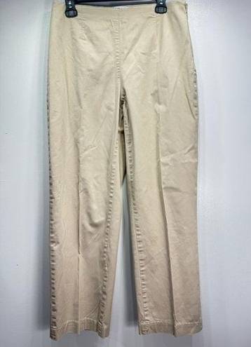 Coldwater Creek  Khaki Tan Chino Flat Front Side Zip Straight Leg Pants Size 10P