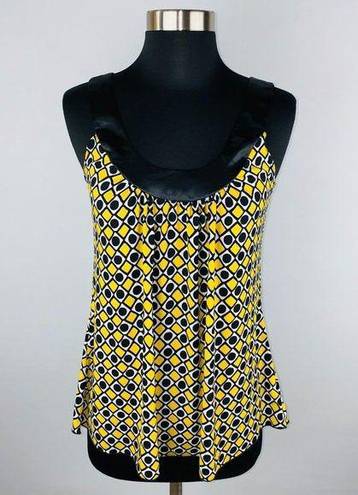 A Byer  Womens Medium M Sleeveless Abstract Geometric Satiny Sleeveless Top