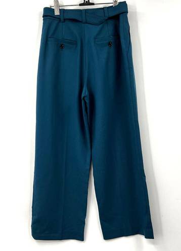 Club Monaco  Heemi Blue Wool Blend Belted Wide Leg Cropped Pants Size 4