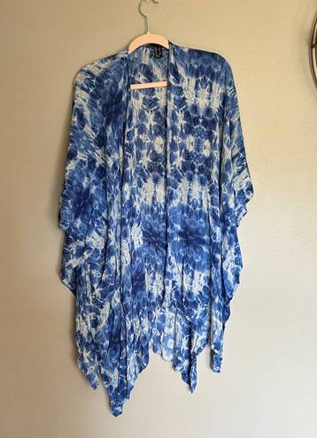 Forever 21 Blue White Tiedye Cárdigan Shawl 