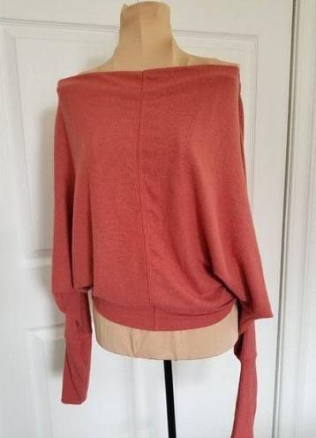 Treasure & Bond  Off The Shoulder Soft Knit Top In Rust Marsala Womens Size XS