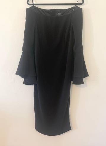 Bardot NWT  Solange Off-the-Shoulder Bell Sleeve Slit Dress in Black Size 8/M