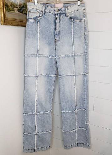 Revice Denim  NWT Lover 4Ever Light Wash High Rise Straight Leg Grid Jeans Sz 30