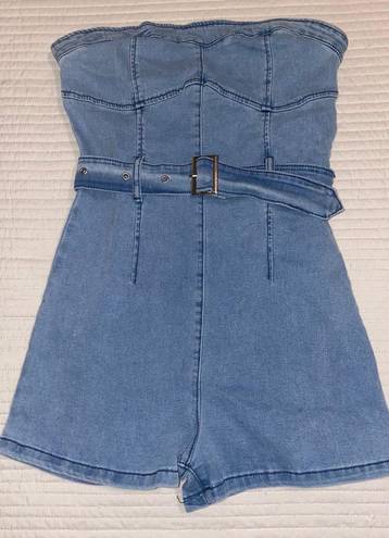 SheIn Belted Denim Romper