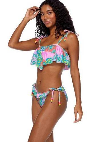 No Bo Nwt  Patchwork Daisy Hanky Swimwear bikini set top medium bottom Large pool