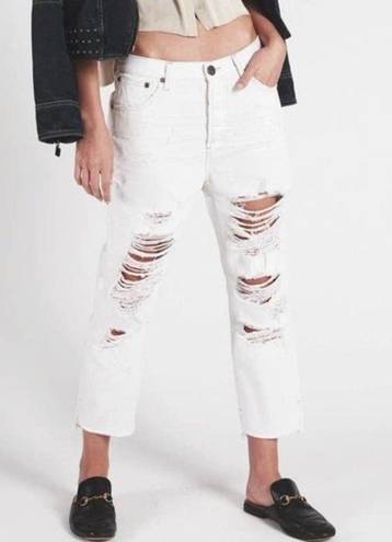 One Teaspoon ONE X  Cococash Hooligans Low Waist White Ripped/Distressed Crops-27