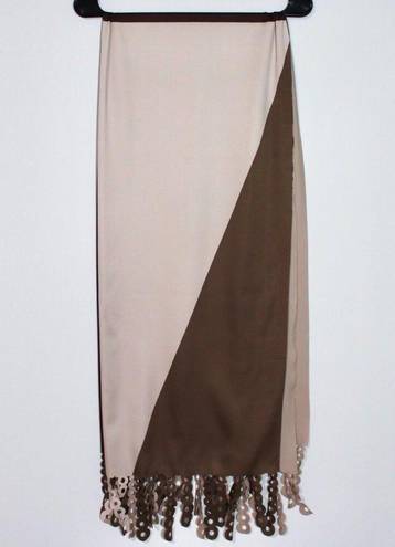 Brown Tones Brown Geometric Shawl Scarf Asymmetric