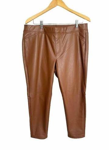 J.Jill  Vegan Faux Leather Leggings Pull On Pants Brown Size Large Petite LP