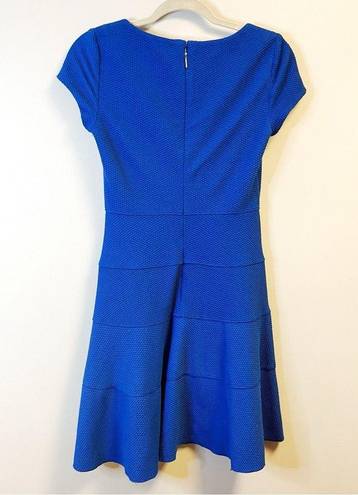 Rebecca Taylor  Dress Short Sleeve Diamond Texture Dress in Royal Blue Sz 2 GUC