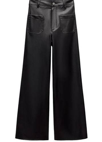 ZARA High-Waisted Faux Leather ZW Marine Straight Pants