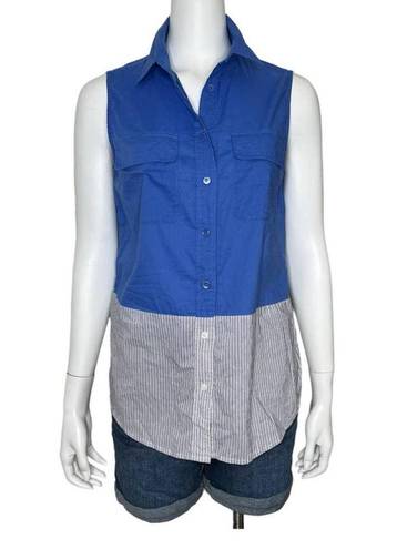 Equipment  Femme Blue Sleeveless Button Up Top Size Medium