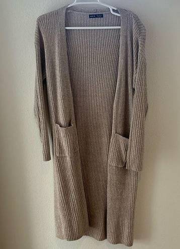 SheIn  Long duster cardigan versatile neutral light brown ivory