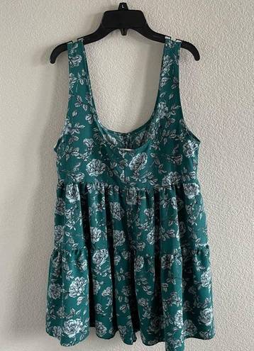 Urban Outfitters Cindy Tiered Ruffle Romper Green Sz Lg