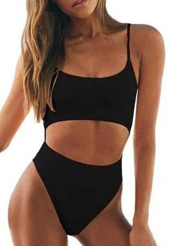 One Piece Cut Out Black Swimsuit