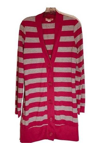 belle du jour Striped V Neck Cardigan Tunic Sweater